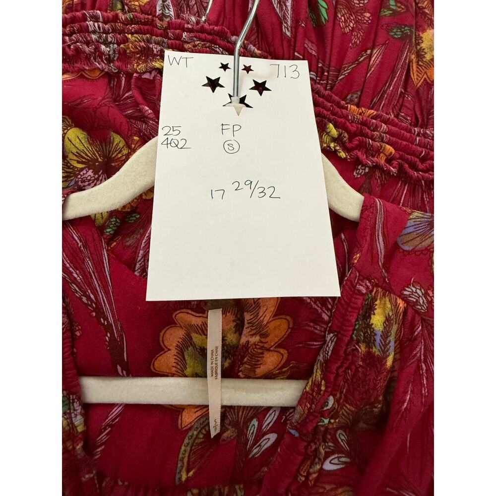 Free People Purple Haze Floral Top Women's Small in Raspberry - Picture 3 of 5